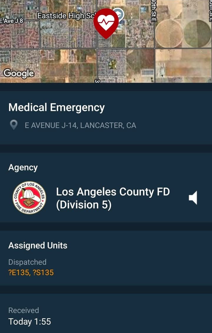 902R....32nd Street East and Avenue J-4....two week old baby not breathing....sheriff and...