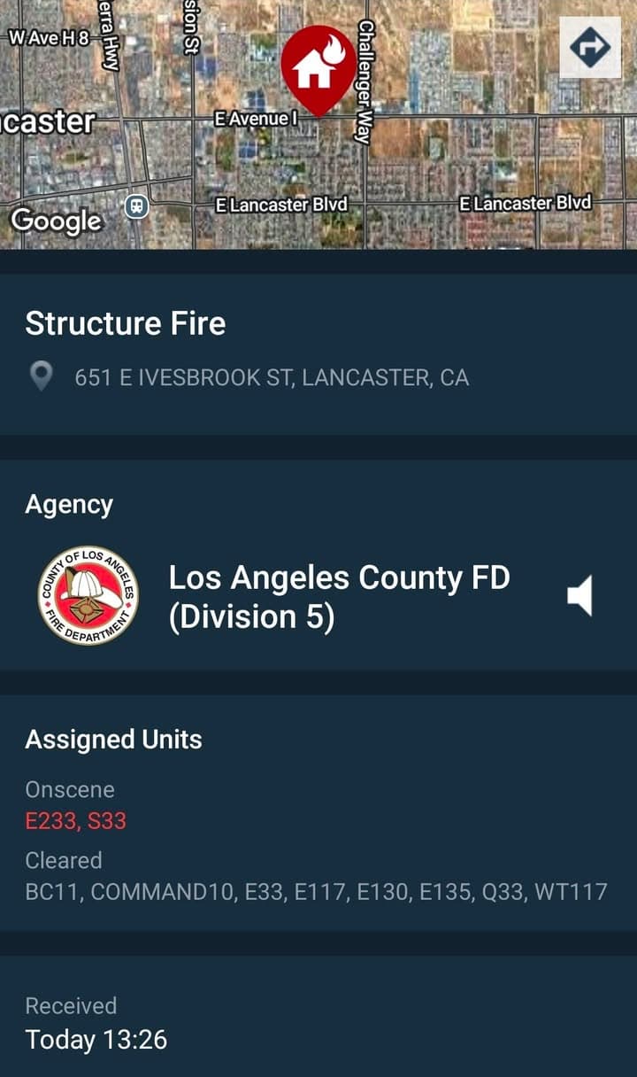 904S · Avenue I and 5th Street East (Ivesbrook) · reported structure fire at a vacant house · sheriff and FD enroute code 3