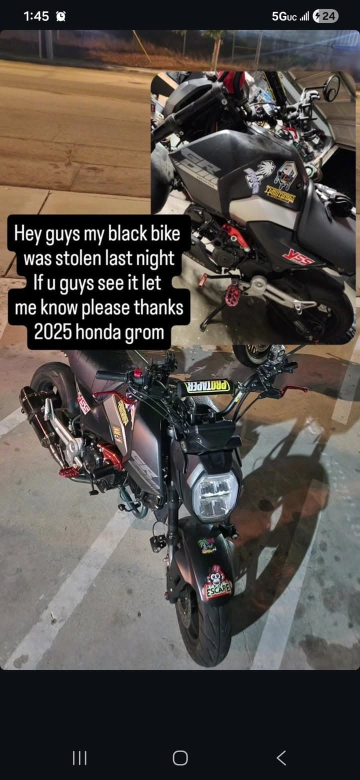 my bike got stolen last night can you please share thanks.