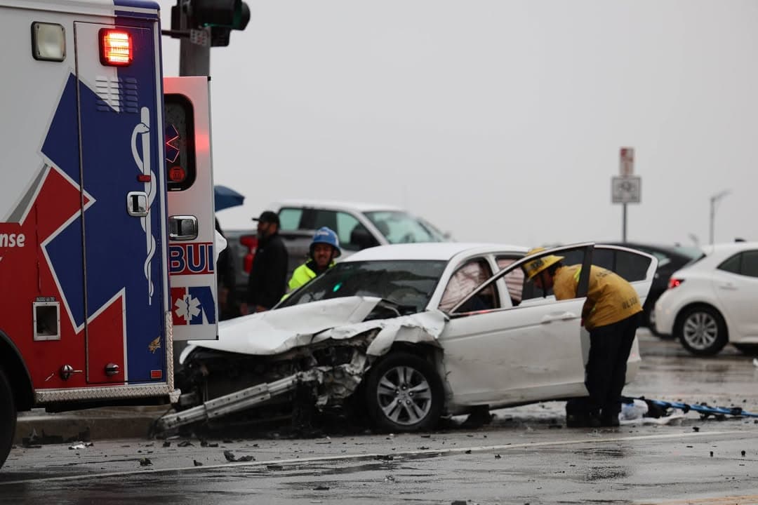 Three to four vehicle collision on 15th Street West and Avenue K-8 · multiple ambulances and squads requesting