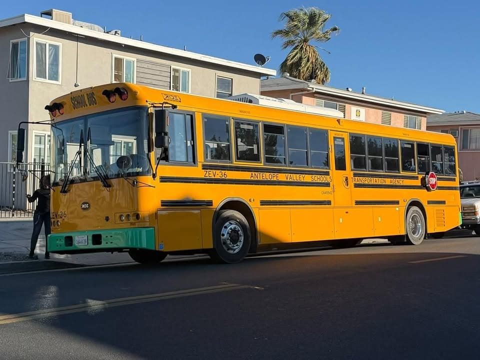11-82 · Beech Avenue and Avenue J-4 · school bus involved in collision with pole, three students on board · CHP enroute