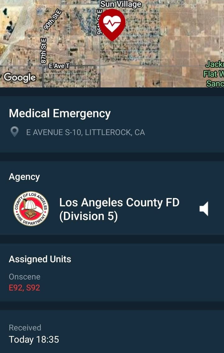 Engine 92 on scene of a medical call at 96th Street East...