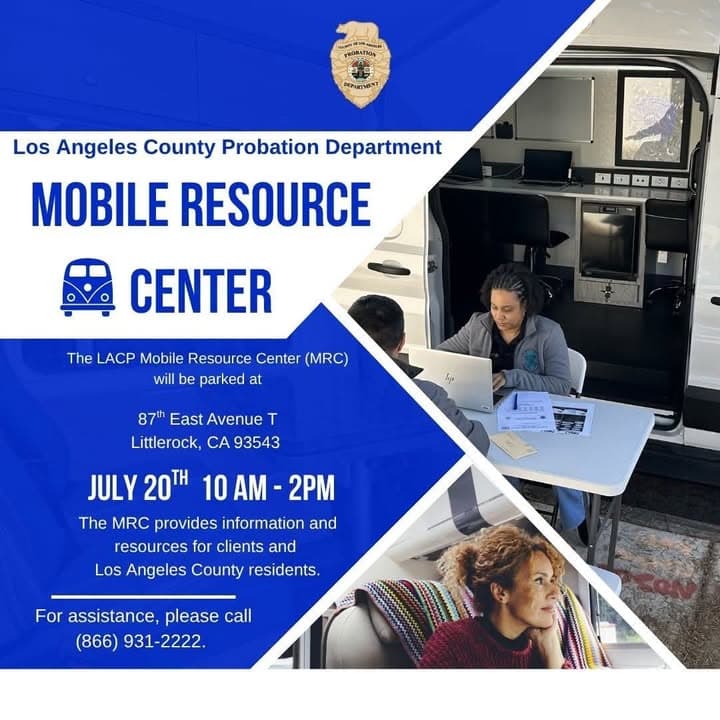 Mon., July 20, 2026 The LACP Mobile Resource Center will be parked...