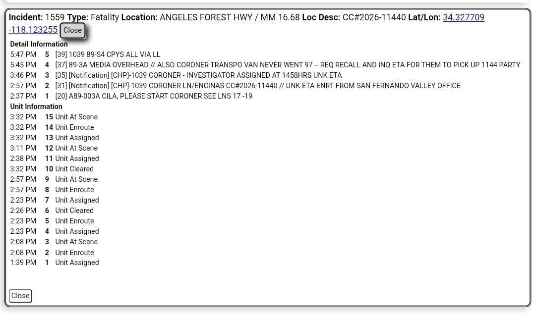 FATAL MOTORCYCLE CRASH – ANGELES FOREST HIGHWAY ANGELES FOREST — A motorcyclist...