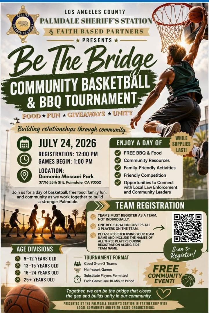 **TODAY** Palmdale Sheriff's Station in partnership with our faith based partners and...