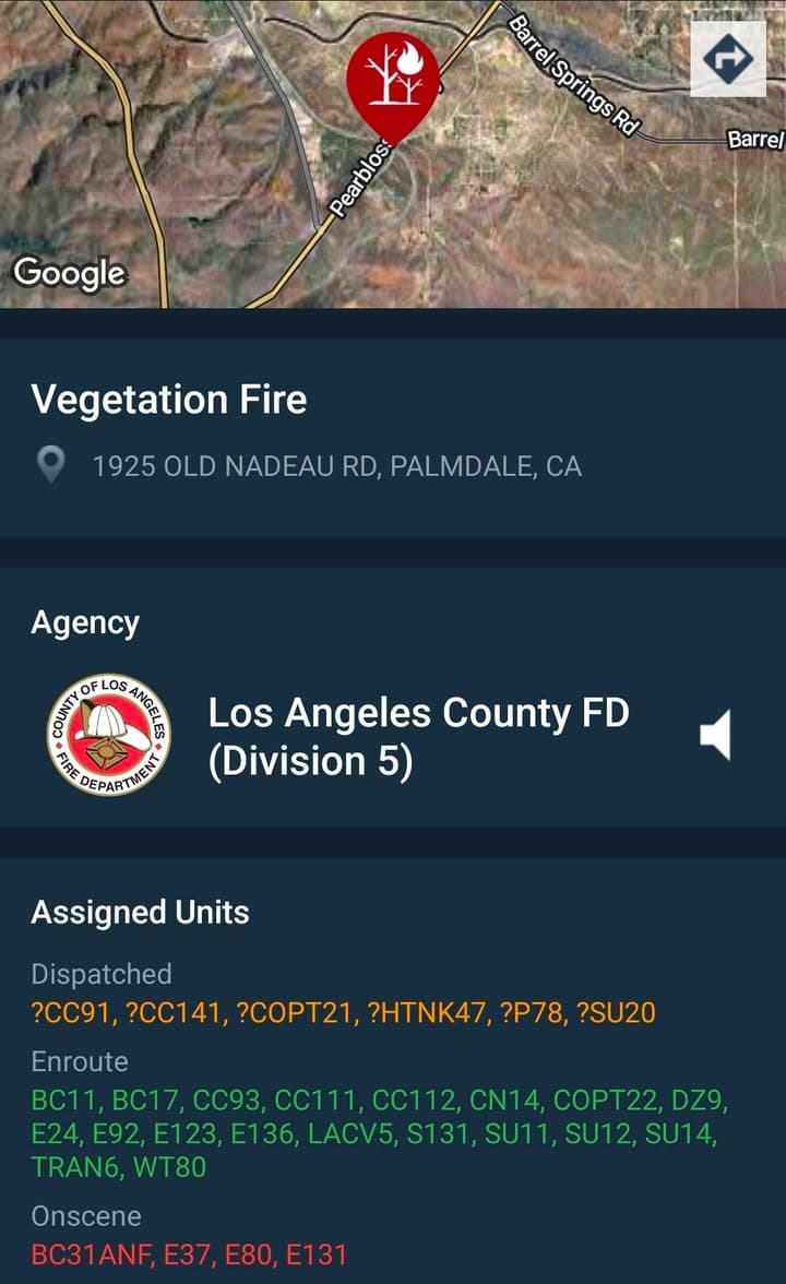 Lily Fire PALMDALE — Firefighters are on scene of the Lily Fire...