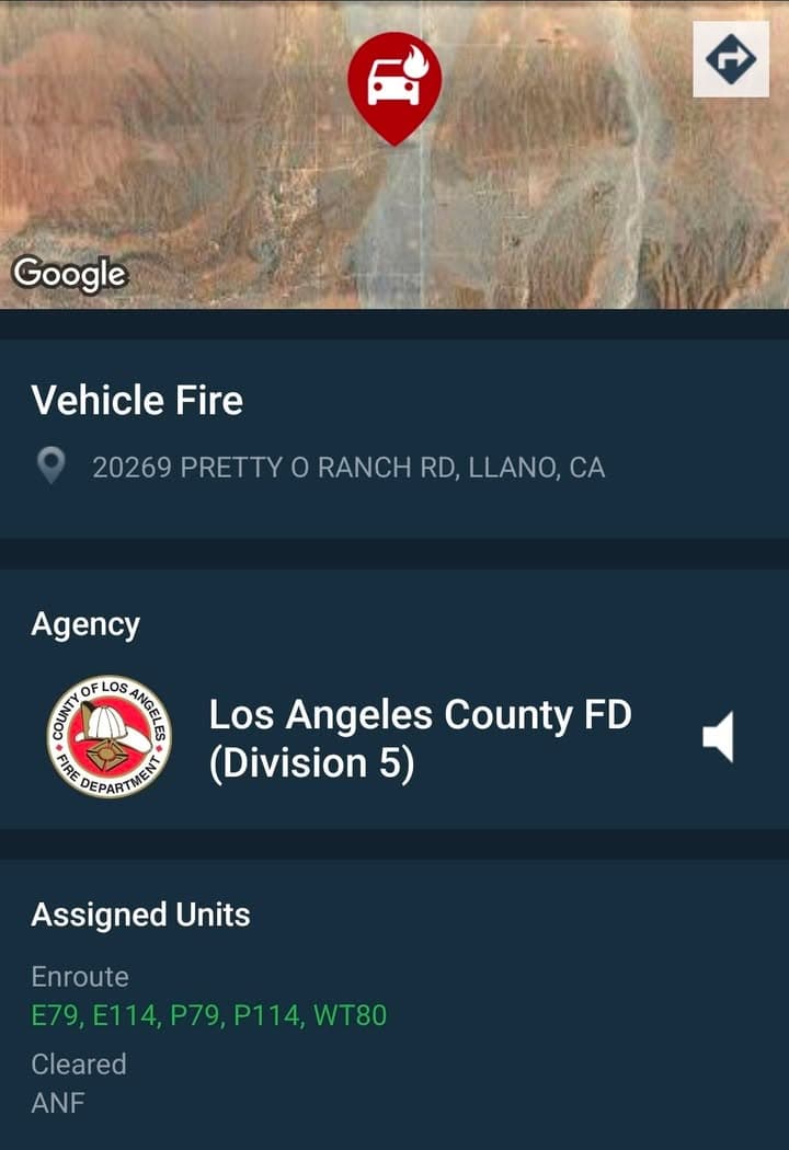 904A....Largo Vista Road and Avenue Z-4 (Pretty O Ranch Rd)....motorhome on fire....sheriff...