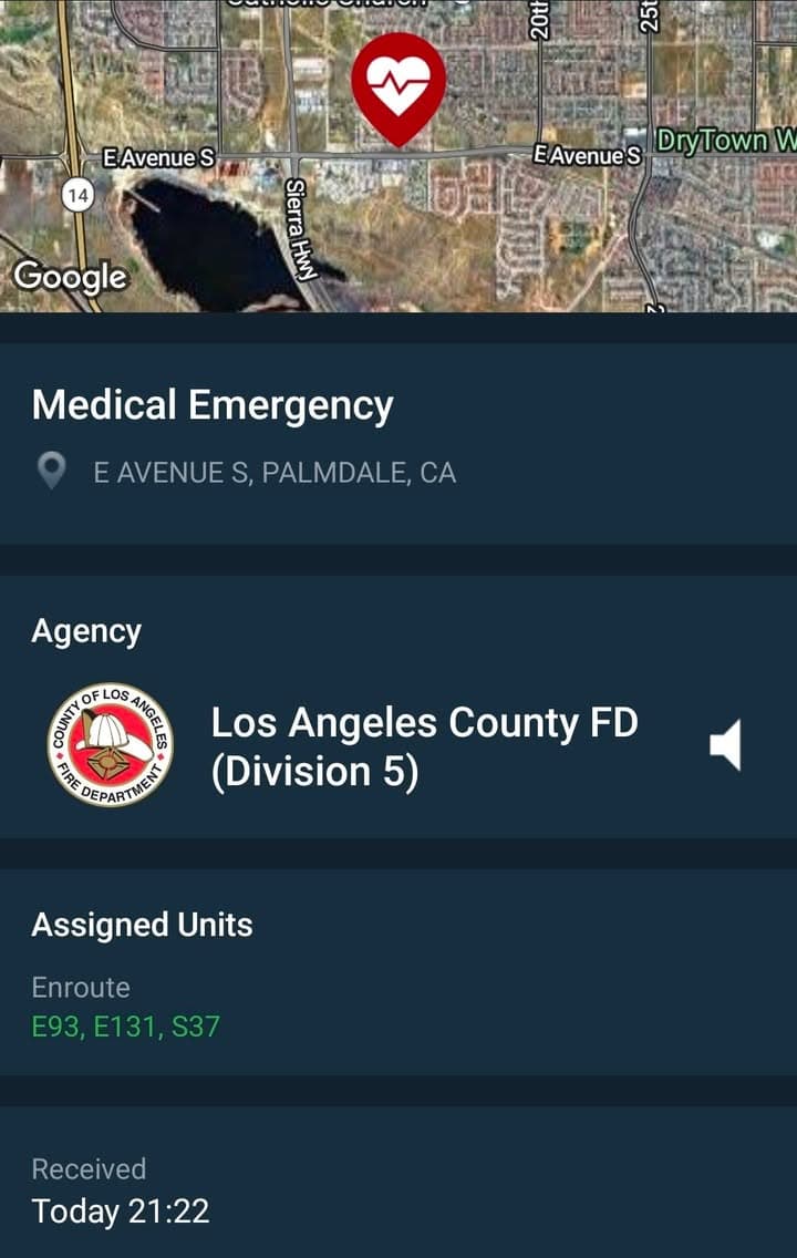 902R....1240 East Avenue S at Mountain Shadows....female adult overdosing....sheriff and FD enroute...