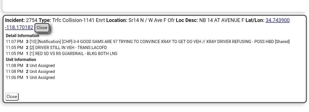 11-79.....Northbound 14 at Avenue F.....vehicle vs guardrail, overturned, possibly 3 other vehicles...