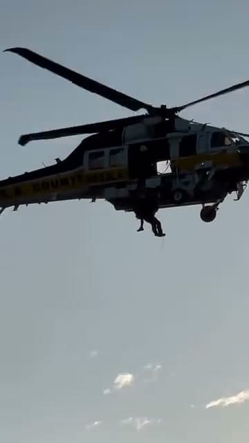 Hoist rescue after traffic collision on Angeles Forest and Upper Big Tujunga around 5:40 tonight