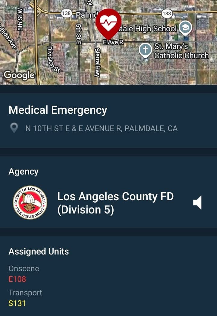 245GSV · 10th Street East and Avenue R at B-2 Market · gunshot victim at location · sheriff and FD enroute code 3